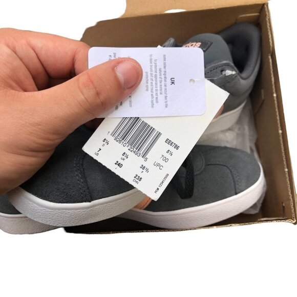 Brand New Adidas VL Court 2.0 Grey Glow Pink Size 7 - Picture 7 of 11
